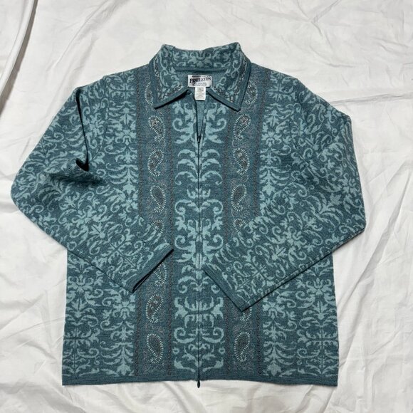 Vintage Pendleton 100% Virgin Wool Zip Front Cardigan, Size L - Picture 1 of 6